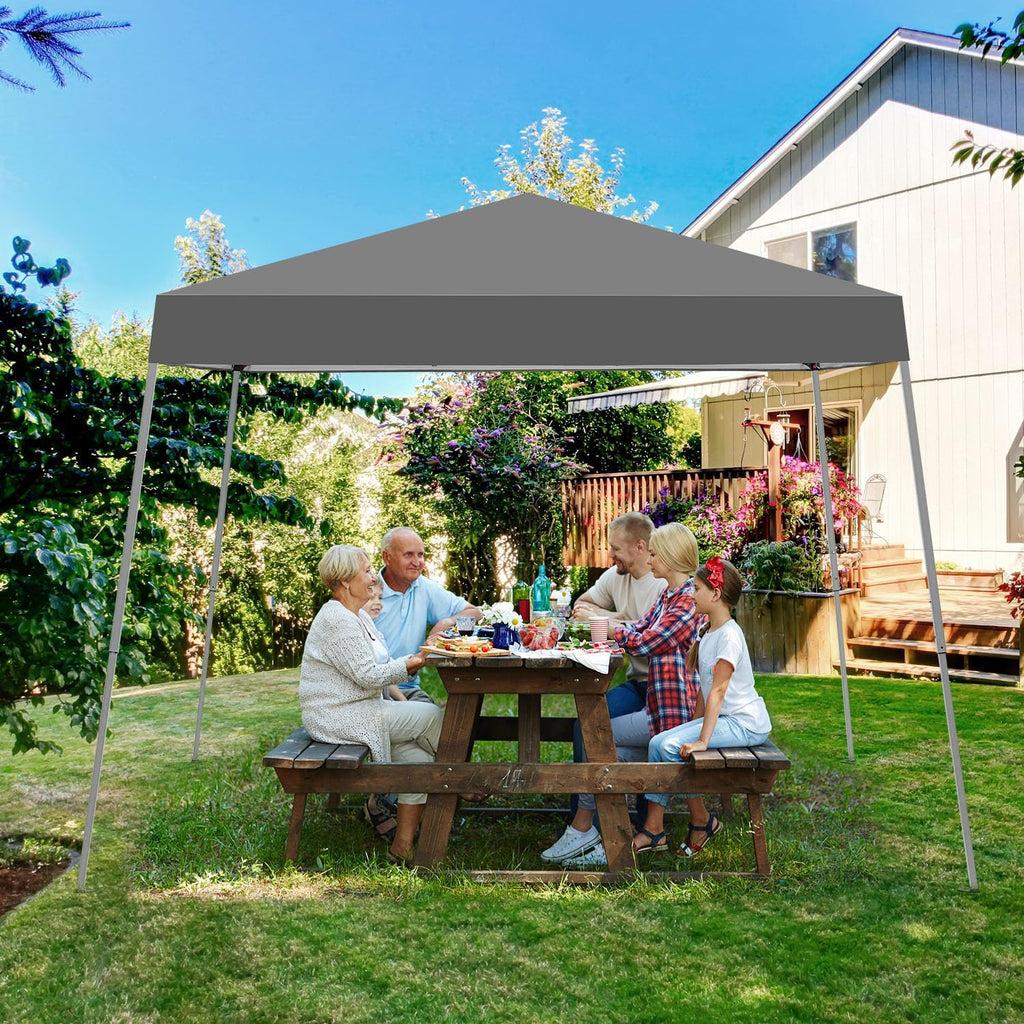 10x10ft slant leg pop up canopy tent, portable, side view