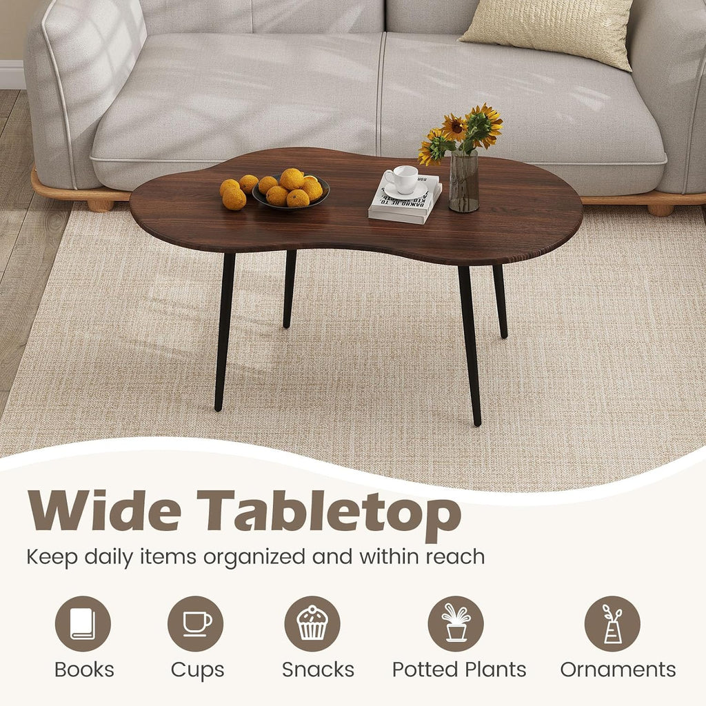 GIANTEX Small Coffee Table, 39.5" Cloud Center Table, Walnut