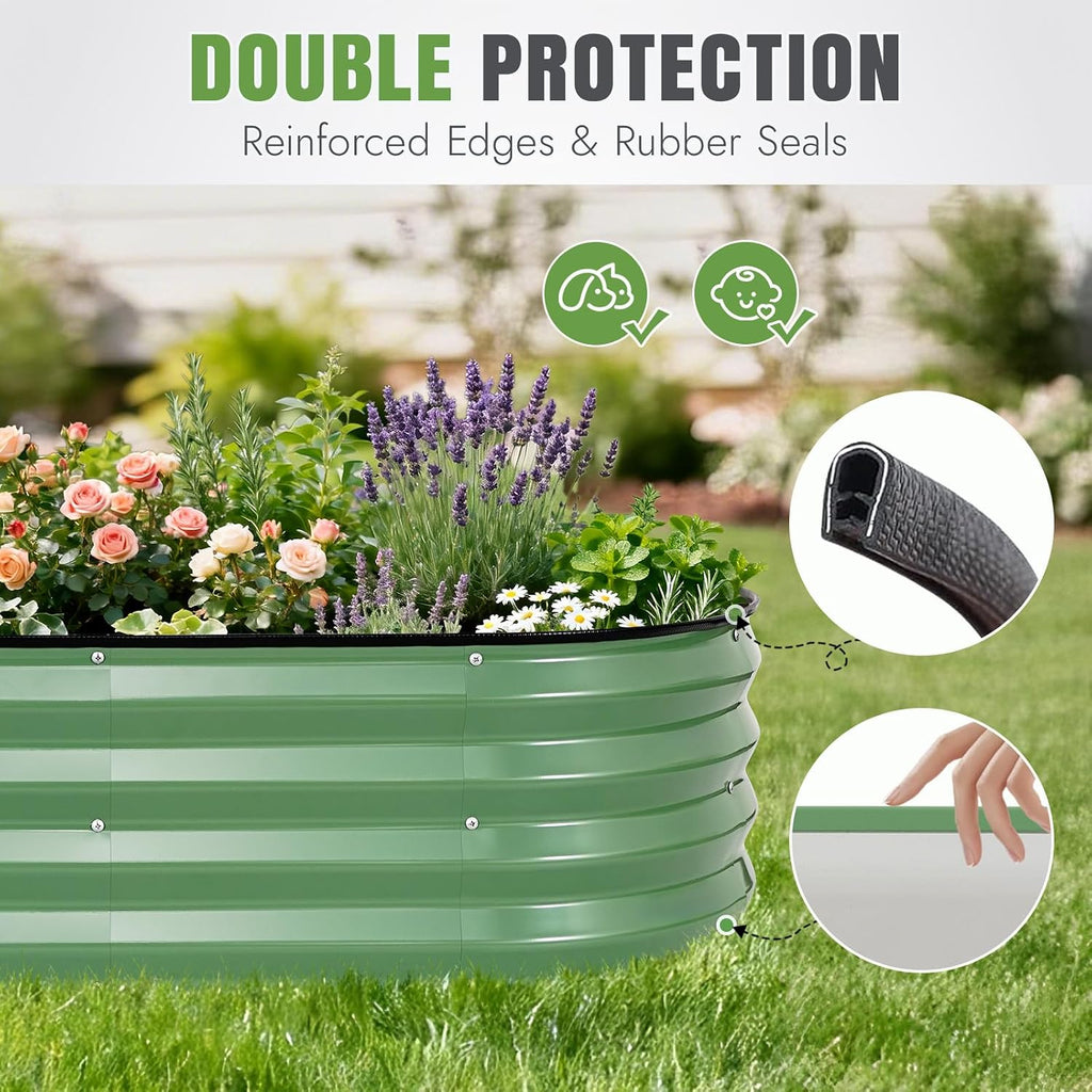INNO STAGE 3Pcs Galvanized Raised Garden Bed Kit, Outdoor Metal Planter Box