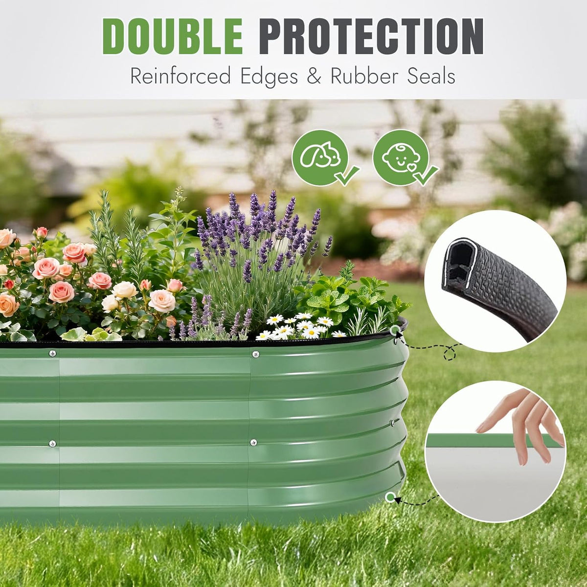 INNO STAGE 3Pcs Galvanized Raised Garden Bed Kit, Outdoor Metal Planter Box