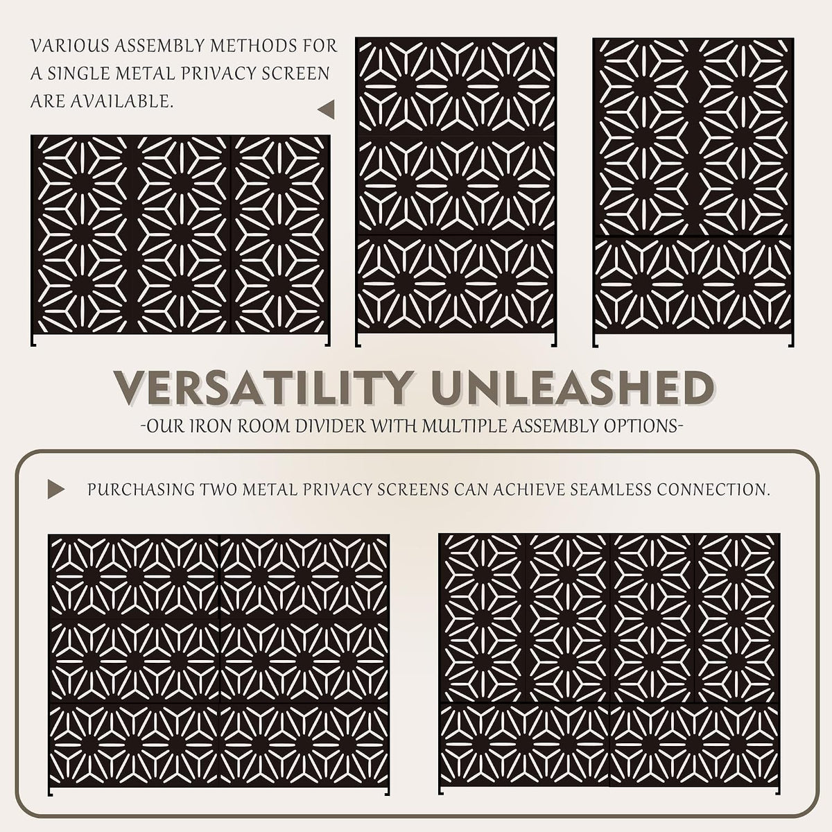 Kozyard Metal Privacy Screen 74" H x 47.2" W Decorative Outdoor Divider