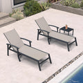 PURPLE LEAF Outdoor Chaise Lounge Chairs Set of 2 Aluminum Frame, Khaki