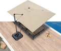 PURPLE LEAF Cantilever Umbrella 9' x 11.5' Rectangle 360° Rotation Beige