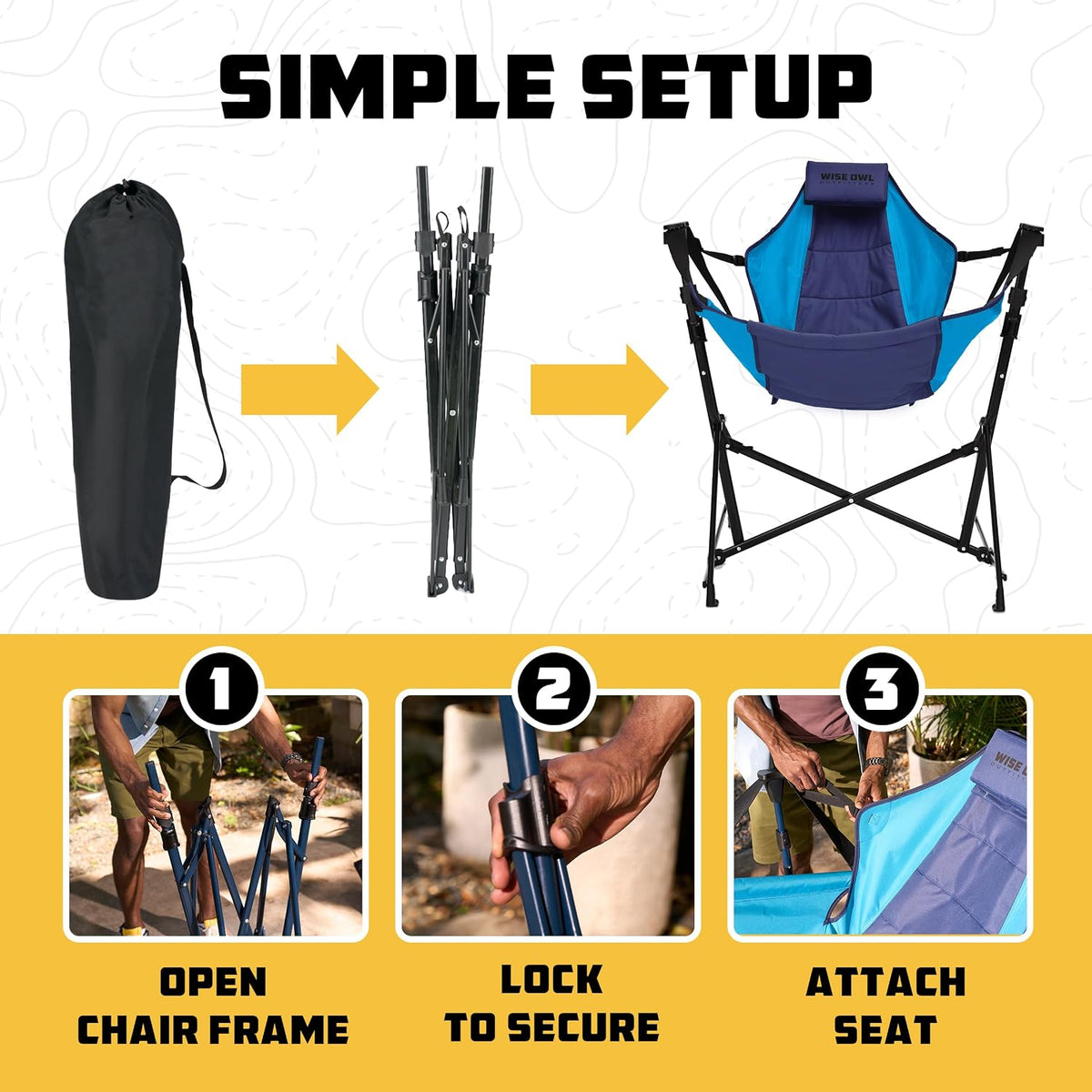 Wise Owl Outfitters Hammock Camping Chair for Adults, Adjustable, Blue