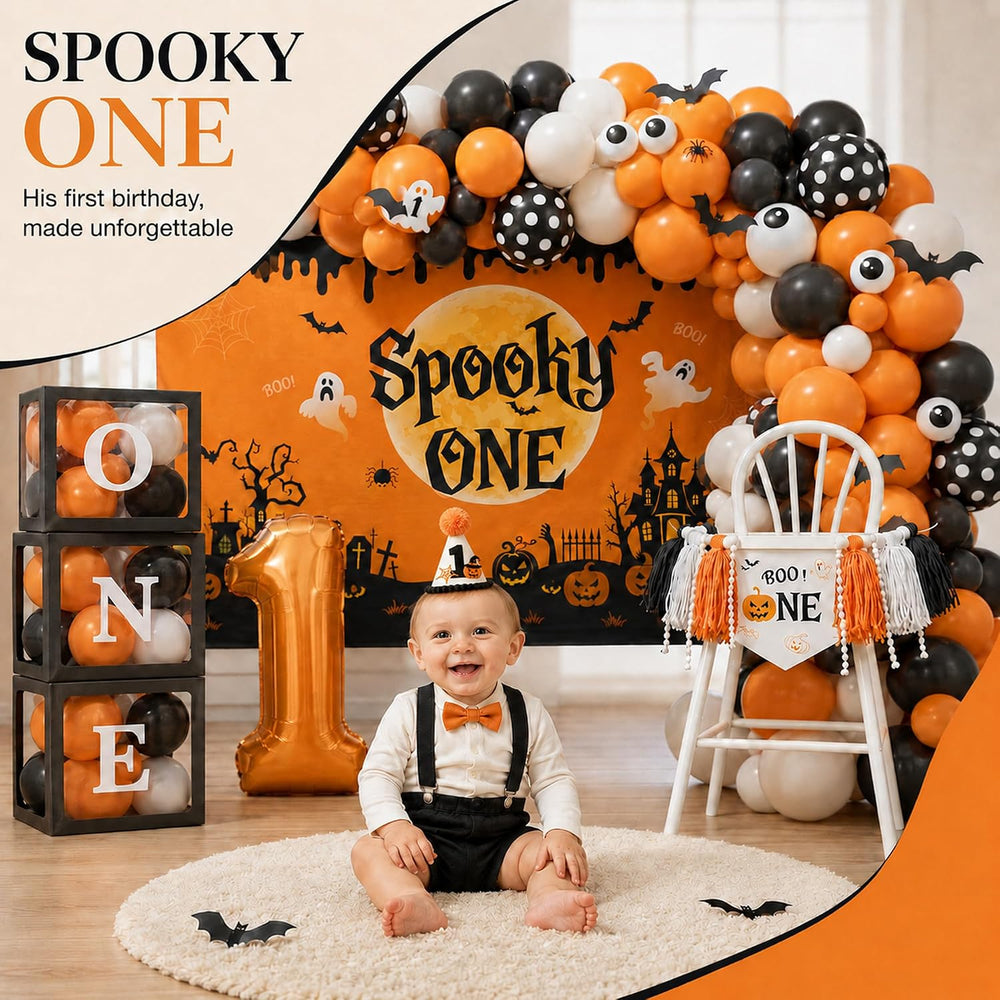 Halloween 1st Birthday Party Decorations,Spooky One Birthday Supplies Decor
