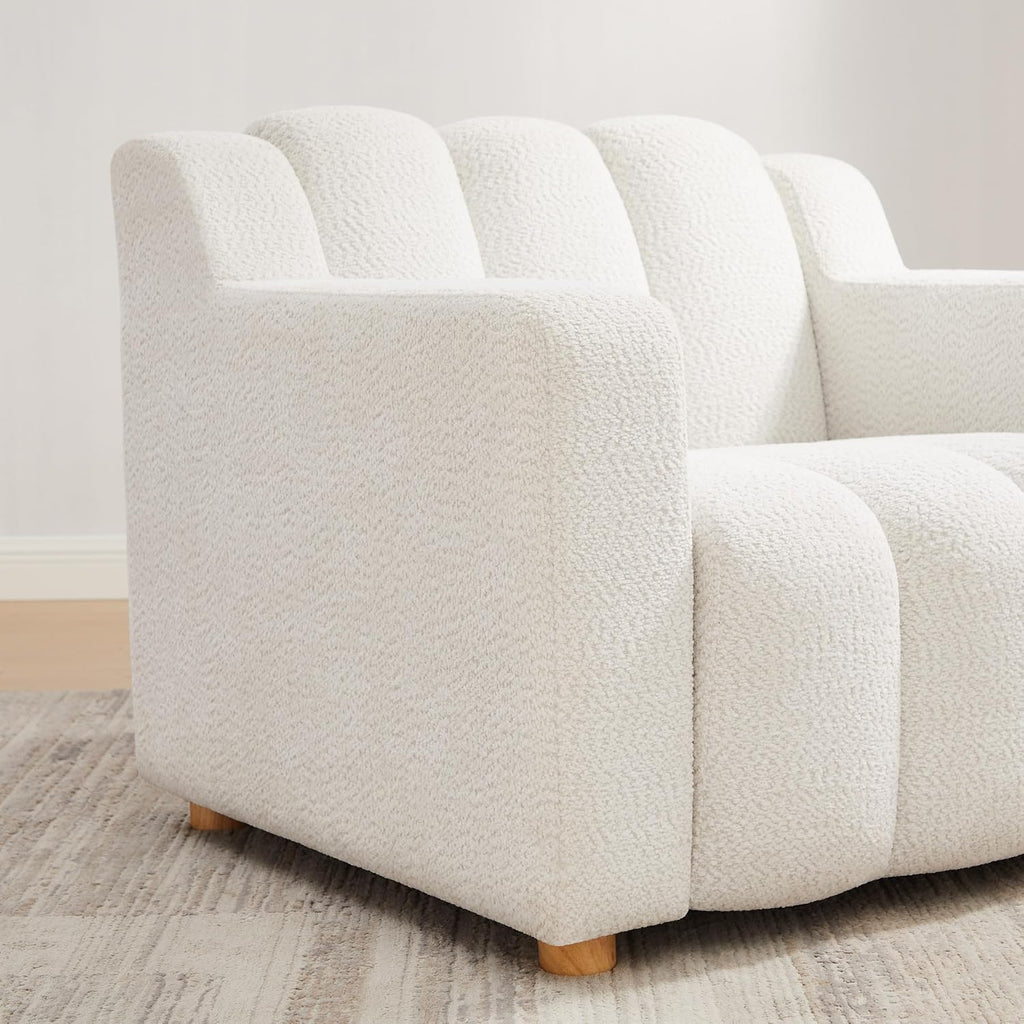 VANOMi Oversized Accent Chair for Living Room, Boucle White, Set of 2