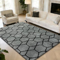 8x10 Fluffy Area Rugs for Living Room,Grey and Black Shag Rug for Bedroom