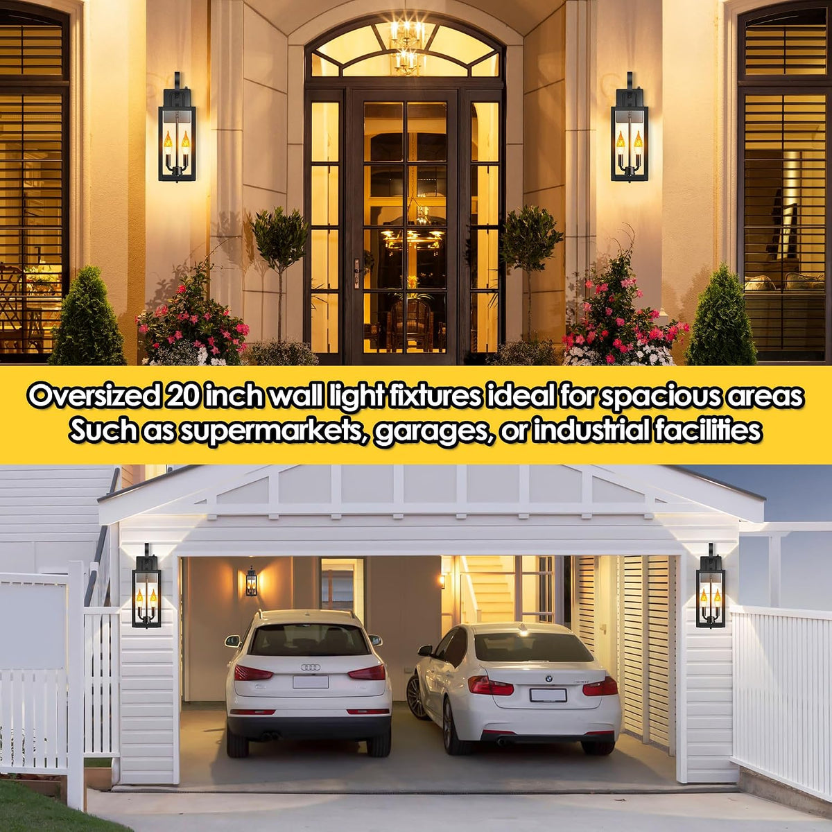 19'' Large Dusk to Dawn Outdoor Wall Light with Closed Bottom