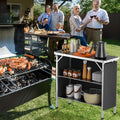 VINGLI Camping Table, Aluminum Portable Bar Table 39''L x 34''H, 2-Tier Storage Shelves, Removable Oxford Cloth, Carrying Bag, Lightweight Folding Table for Events, Outdoor, Party, Picnic