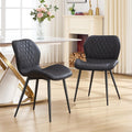Dining Chairs Set of 2, Comfy Modern Dining Chairs with Thick Cushions, Upholstered Fabric Kitchen Side Chairs with Adjustable Metal Legs for Dining Room (Black)