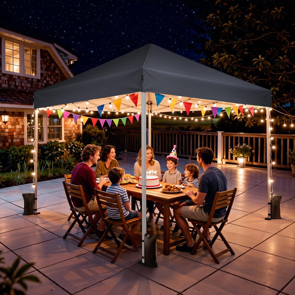 10x10 Pop Up Canopy Tent with One-Push Center Lock,Dark Gray