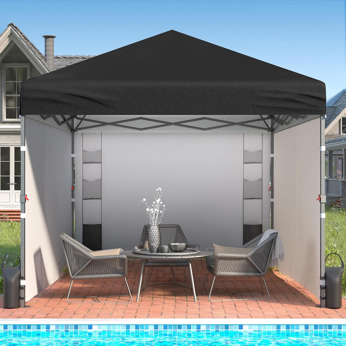 tunbne 10x10 pop up canopy tent with 4 shown in use