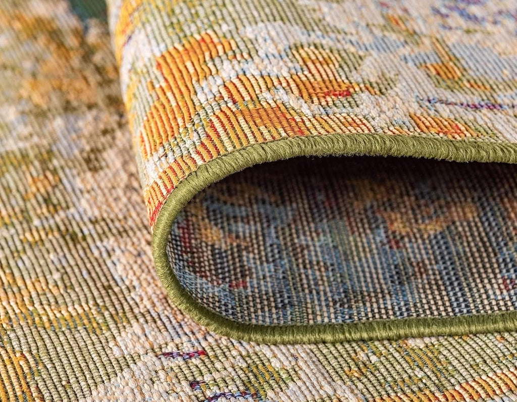 Unique Loom Outdoor Modern Collection Area Rug - Crumpled (6' 1" Square Multi/Gold)
