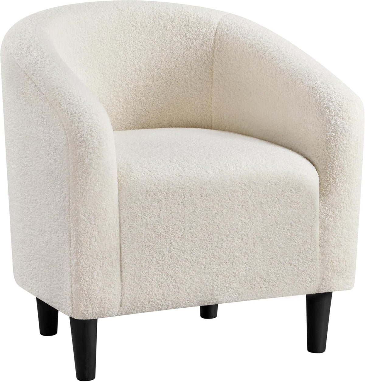 Yaheetech Small 25.5in Wide Sherpa Barrel Accent Chair for Bedroom, Ivory