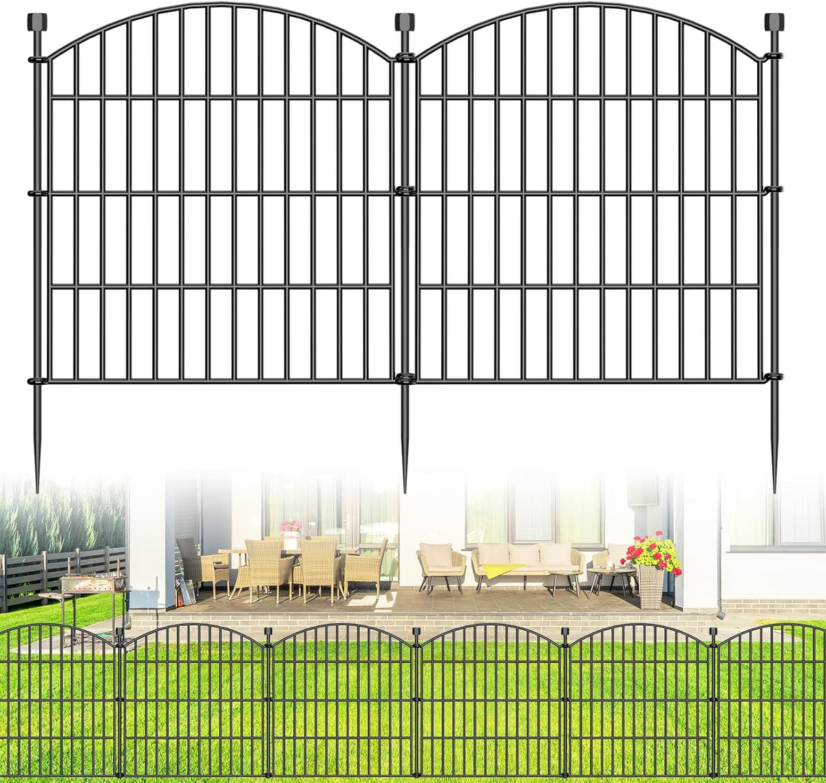 10 Panel No Dig Decorative Garden Fence 24" H x 20'L Outdoor Dog Barrier