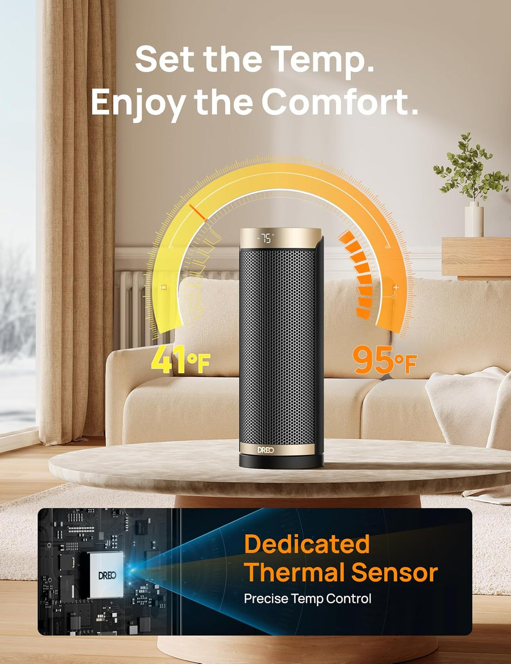 DREO Space Heaters for Indoor Use with Thermostat, 1500W Electric Heaters