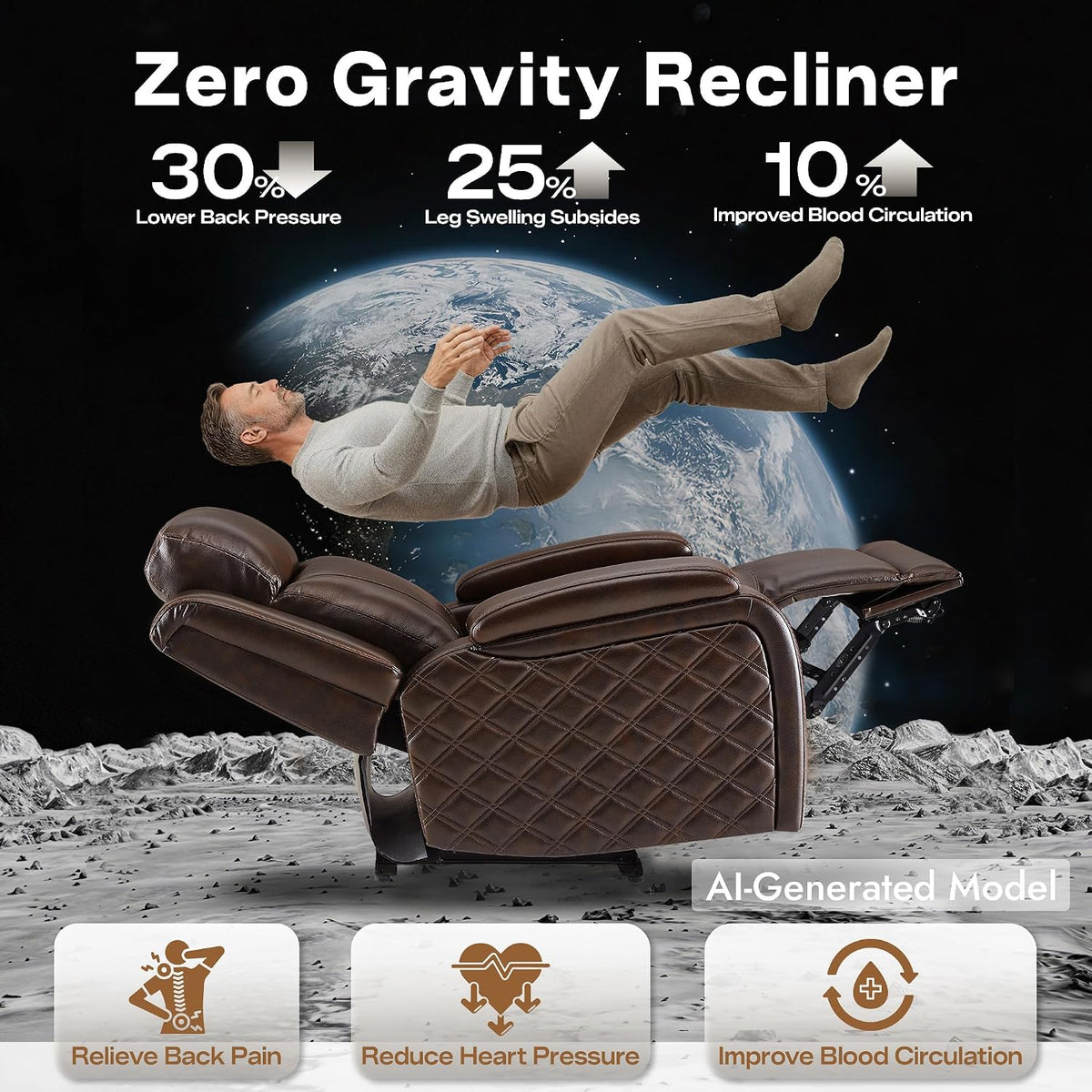 Watson & Whitely Zero Gravity Power Recliner Chair for Adults, Dark Brown