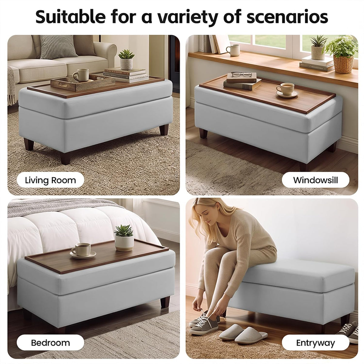 genteaco 45" ottoman coffee table with storage, reversible, side view