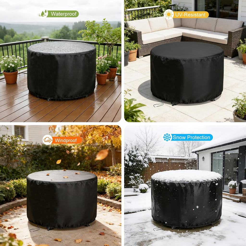 Round Patio Bar Height Table and Chair Cover for 90 Inch Patio Table