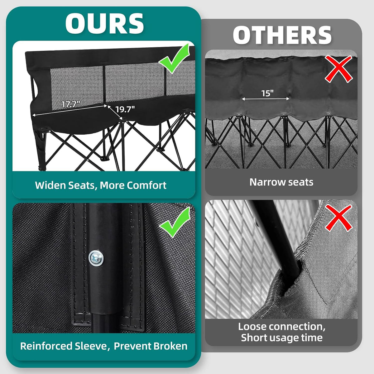1MORE Folding Bench, Portable Foldable Sideline Bench for Team with Carry Bag