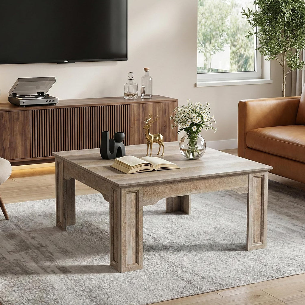 39.4''Square Coffee Tables for Living Room, Large Grey Coffee Table