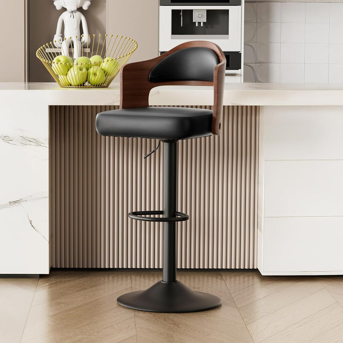 Swivel Bar Stools Set of 3,Bentwood Adjustable Height Barstools