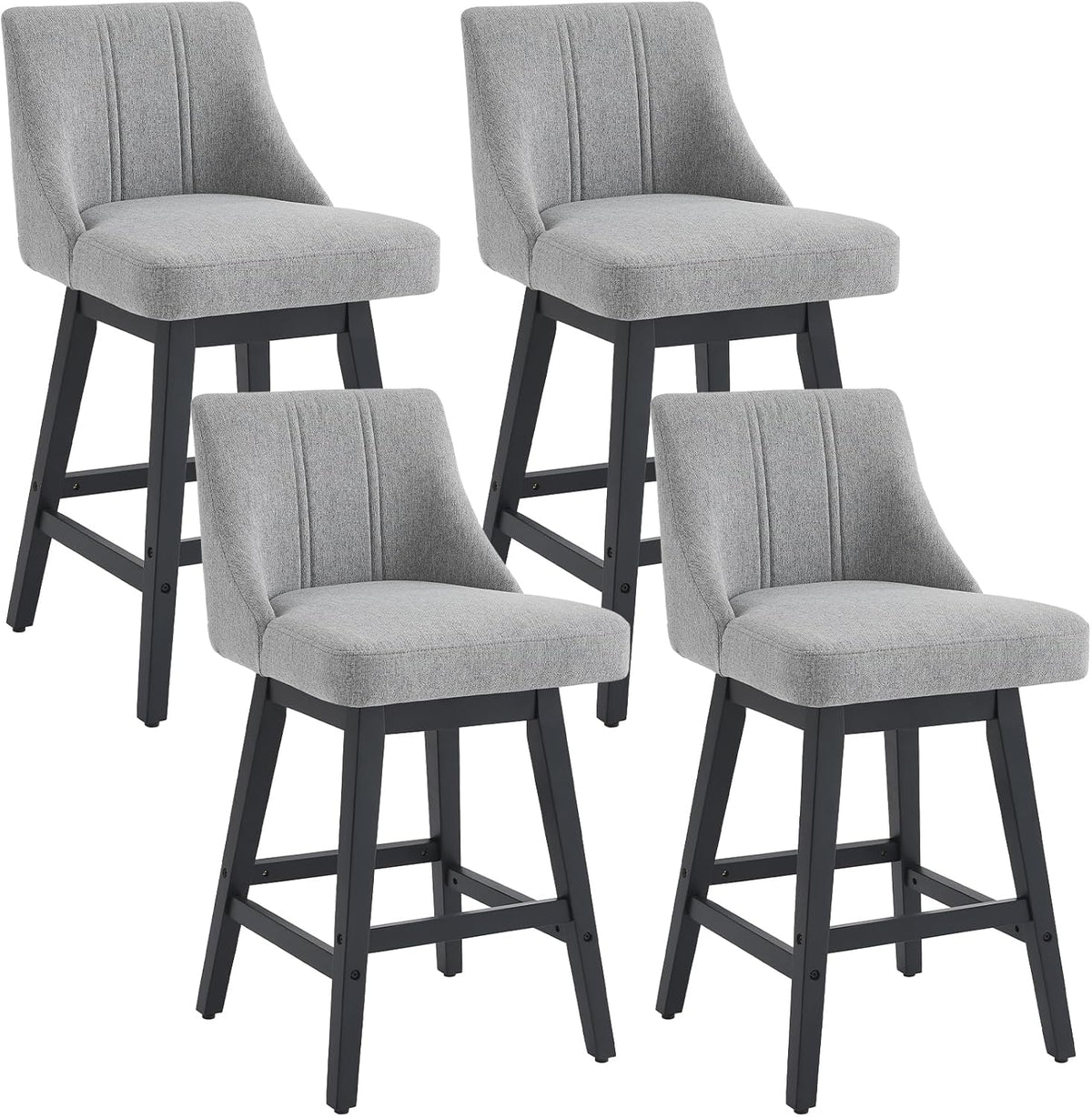 kinmars Kitchen Island Swivel Bar Stools Set of 2, 27", Dark Gray