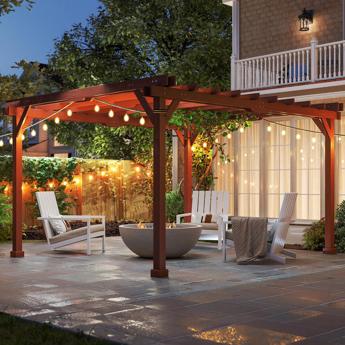 Outsunny 11' x 12.5' Outdoor Pergola, Wood Pergola Gazebo Grape Trellis