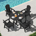 SERWALL 5-Piece Patio Dining Set, 45" Table & 4 Adirondack Chairs, Black