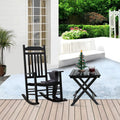 Outdoor Wooden Side Table, Folding Patio End Table Set of 2, Small Square Furniture Table for Adirondack Chair, Balcony, Porch, No Assembly, Black