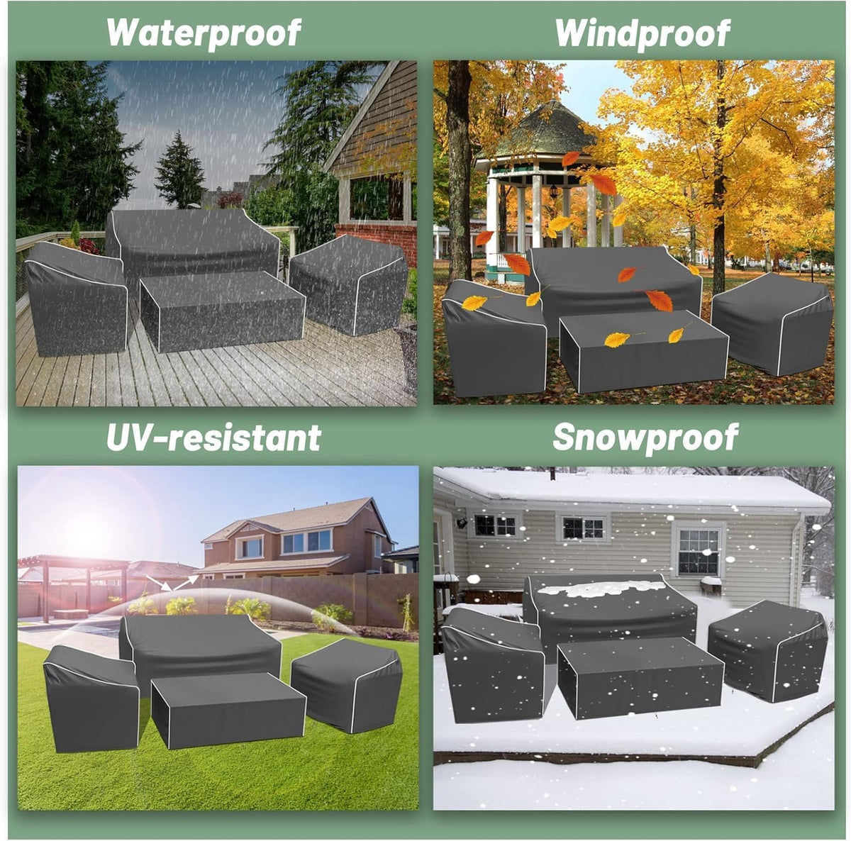 Gasadar Patio Furniture Covers 4-Piece Set, Grey