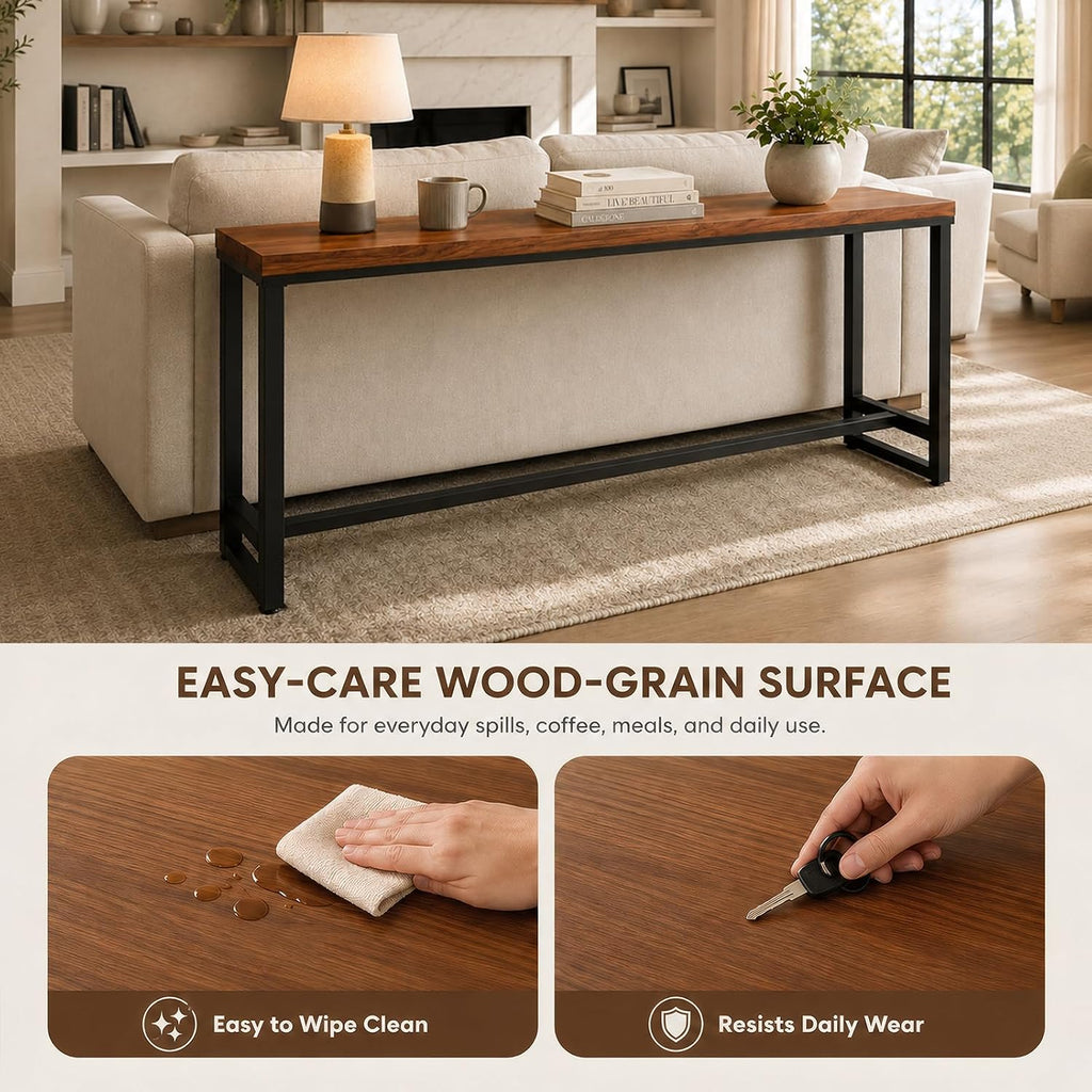 94.5" Solid Wood Bar Height Table, Long Narrow High Top Pub Table