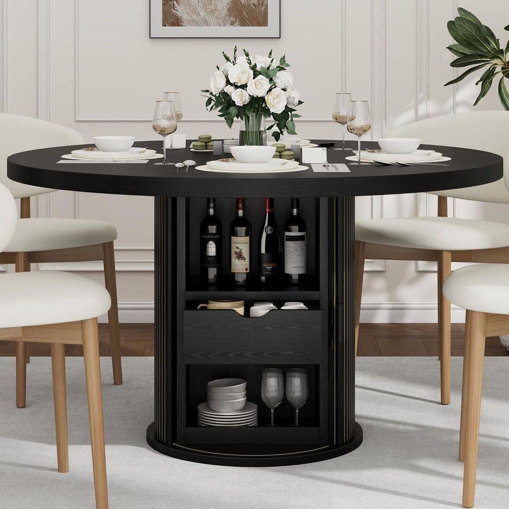 IDEALHOUSE 47" Round Dining Table for 4-6, Modern Farmhouse Kitchen Table