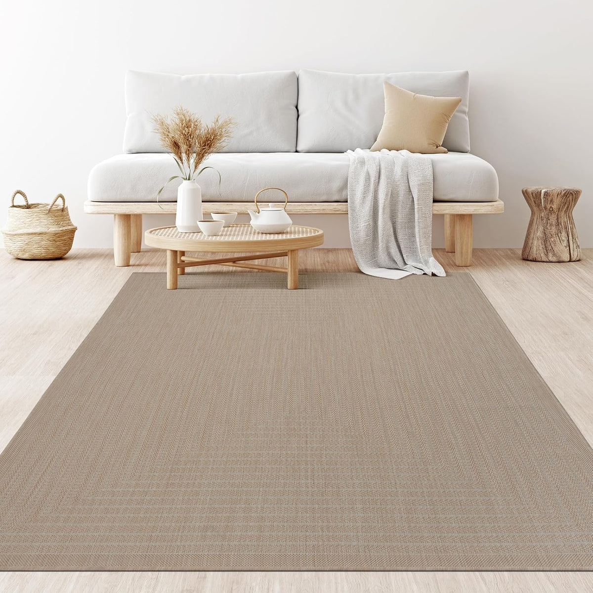 Adiva Rugs Outdoor Indoor Area Rug, Weather Resistant, Easy to Clean, Stain Resistant Floor Mat for Dining Room, Backyard, Deck, Patio (Natural Beige, 8' x 10')
