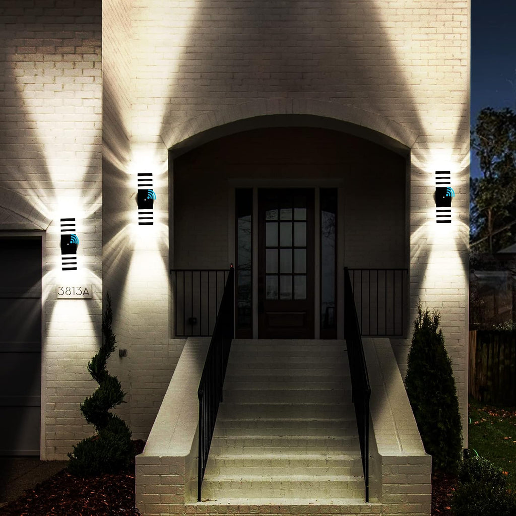 2 Pack Dusk to Dawn Outdoor Wall Lights Modern Black Exterior Light Fixture