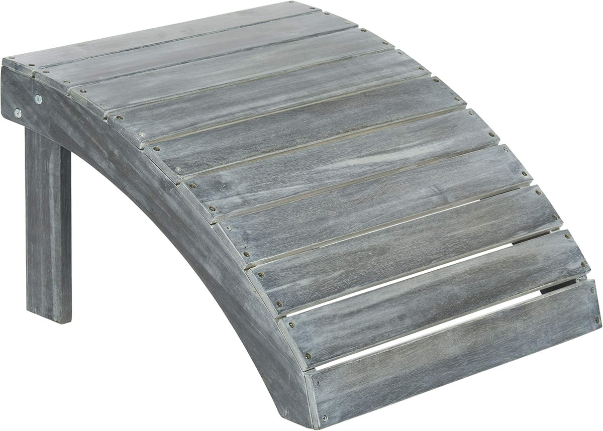 safavieh patio collection hampton adirondack acacia wood ottoman, close-up detail