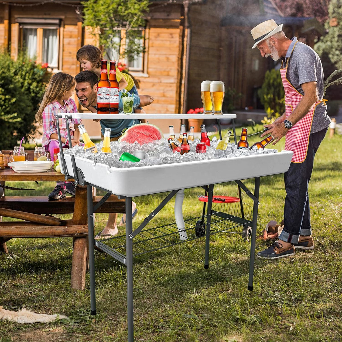 guagua ice cooler table - portable bar table, close-up detail