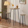 VECELO 3 Piece Pub Table and Chairs Sets Counter Height Bistro Bar Sets with 2 Barstools for Kitchen Breakfast Nook, Small Space, Apartment, Breakfast Dinner Restaurant, Maple