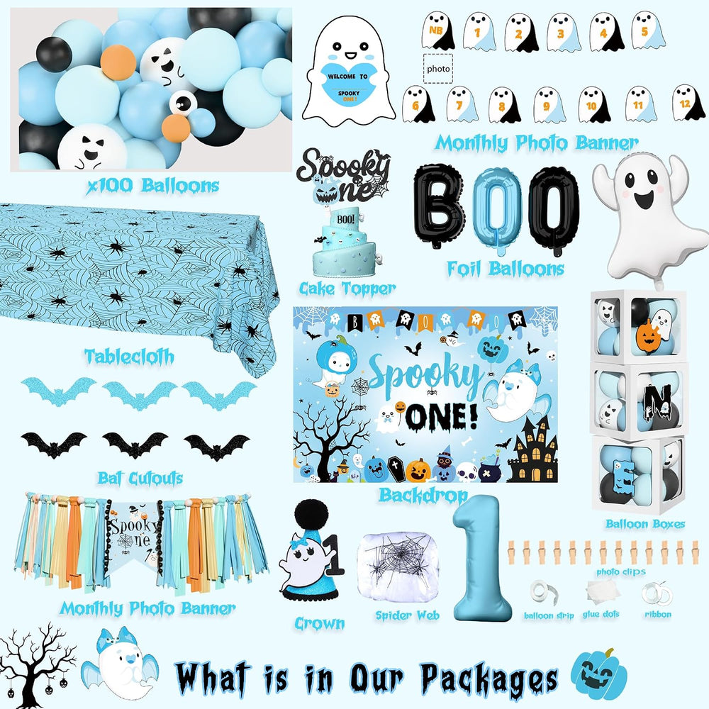 Halloween 1st Birthday Party Decorations,Spooky One Birthday Supplies Decor