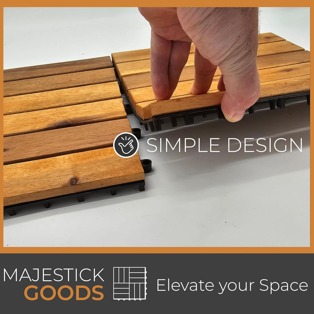 majestick goods 24-pack long slat acacia wood interlocking, front angle view