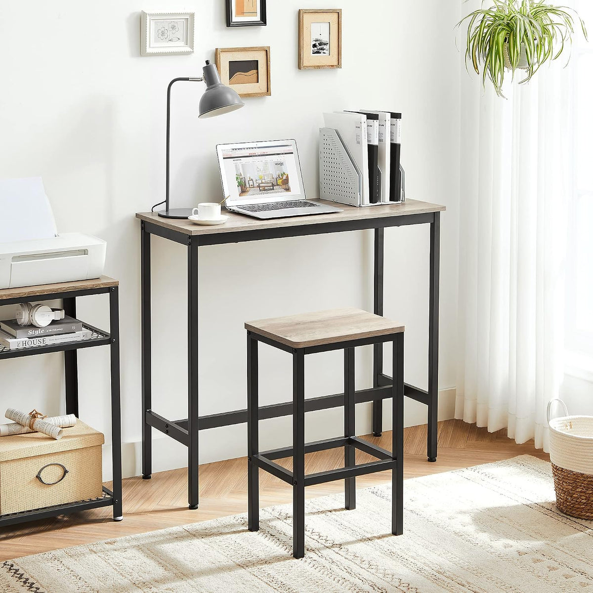 vasagle bar stools set of 2, backless, 25.6 showing dimensions
