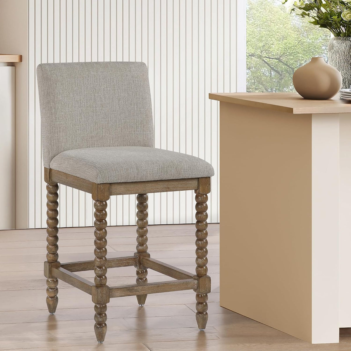 DUHOME 26'' Spindle Counter Stool with Padded Spring Seat