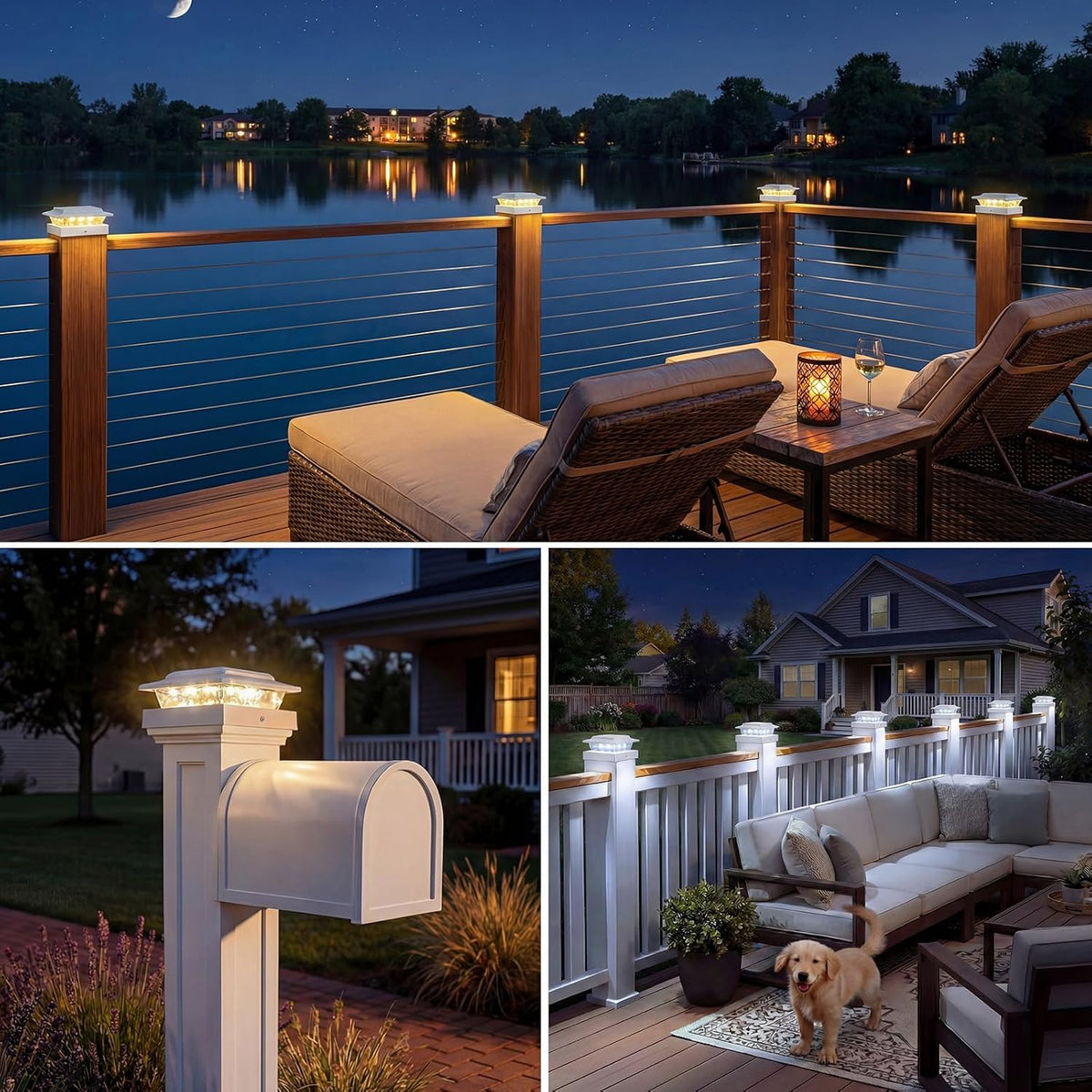 kolpop solar post cap lights outdoor 10 pack, front angle view