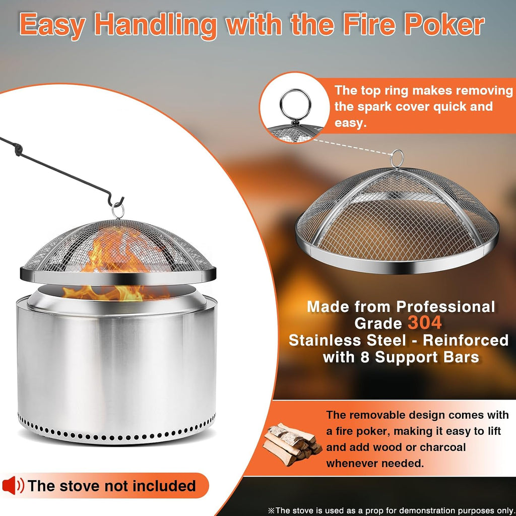 19.5 inch Steel Fire Pit Spark Screen for Solo Stove Bonfire