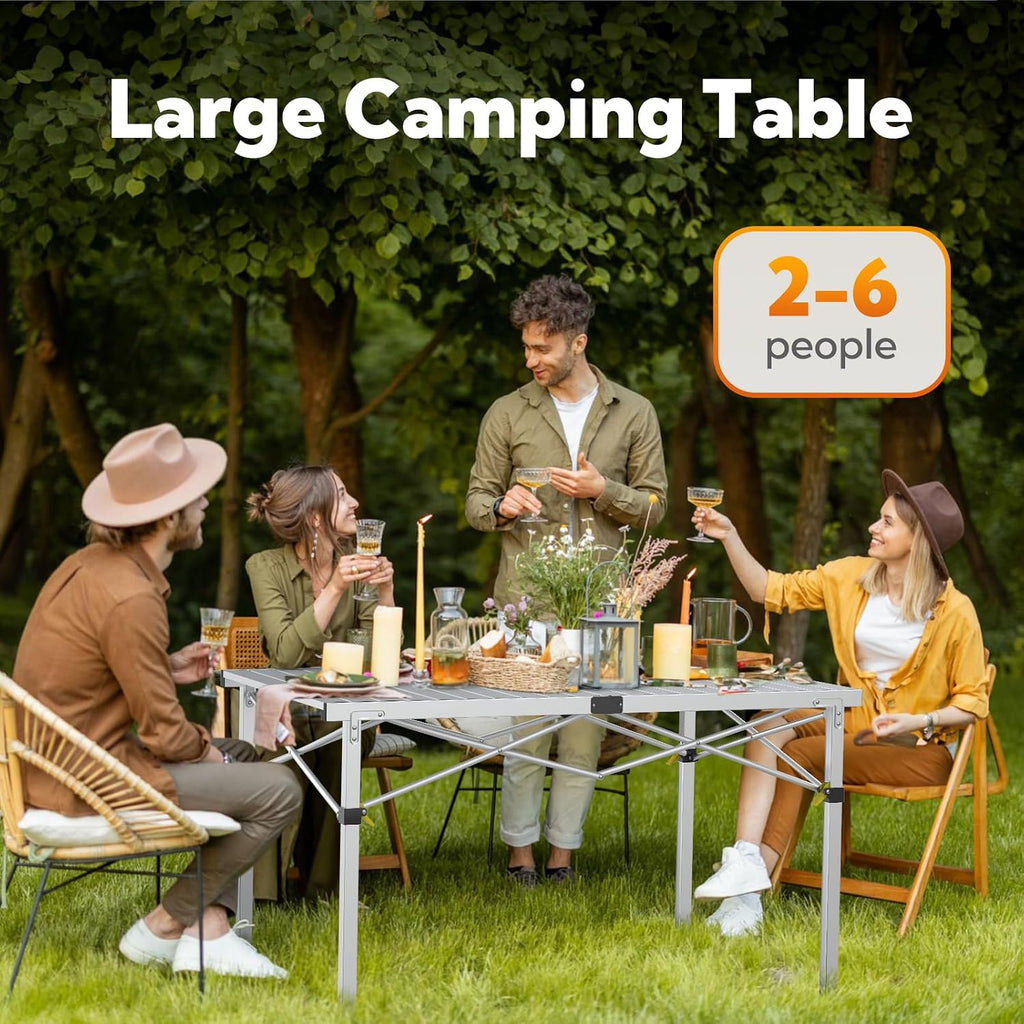 Join Nature 46.4" Large Camping Table for 2-6 People, Heavy Duty Foldable
