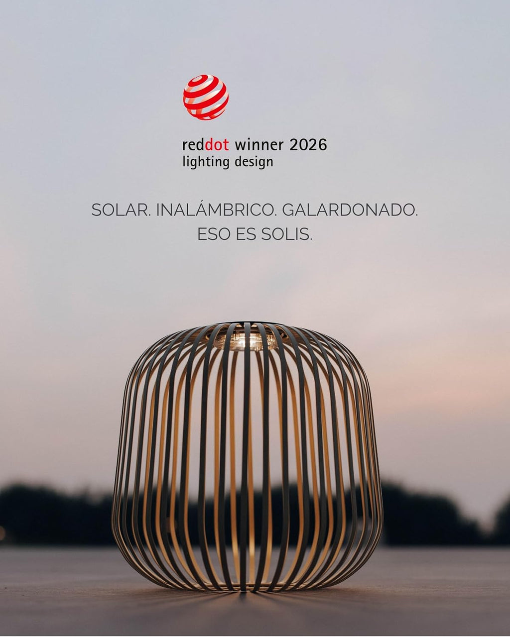 LUUK Studio Solis Solar Table Lamp, Lantern Design, Light Gray, Size S