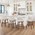 LUE BONA Bar Stools Set of 4, 27.6" Wooden Legs, Fabric in Beige