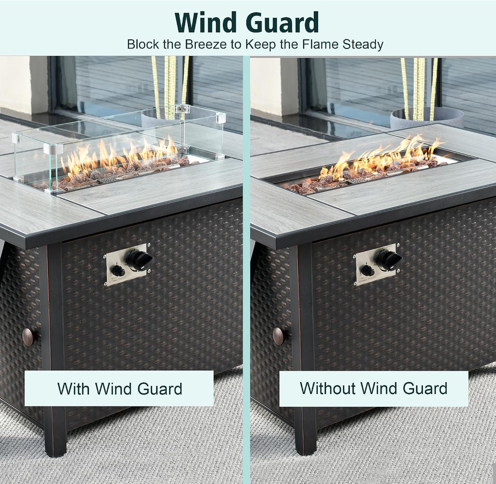23x7x5.5 Fire Pit Glass Flame Wind Guard,Thick Tempered Glass Rectanglar FirePit Flame Shield with Aluminium Clips,Clear Wind Gaurd Fence for Patio Fire Table