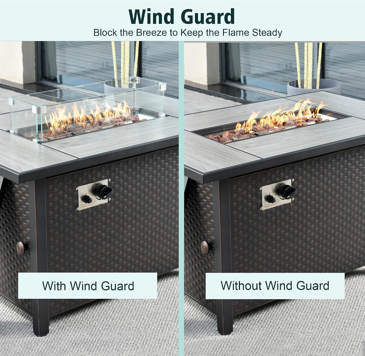 23x7x5.5 Fire Pit Glass Flame Wind Guard,Thick Tempered Glass Rectanglar FirePit Flame Shield with Aluminium Clips,Clear Wind Gaurd Fence for Patio Fire Table