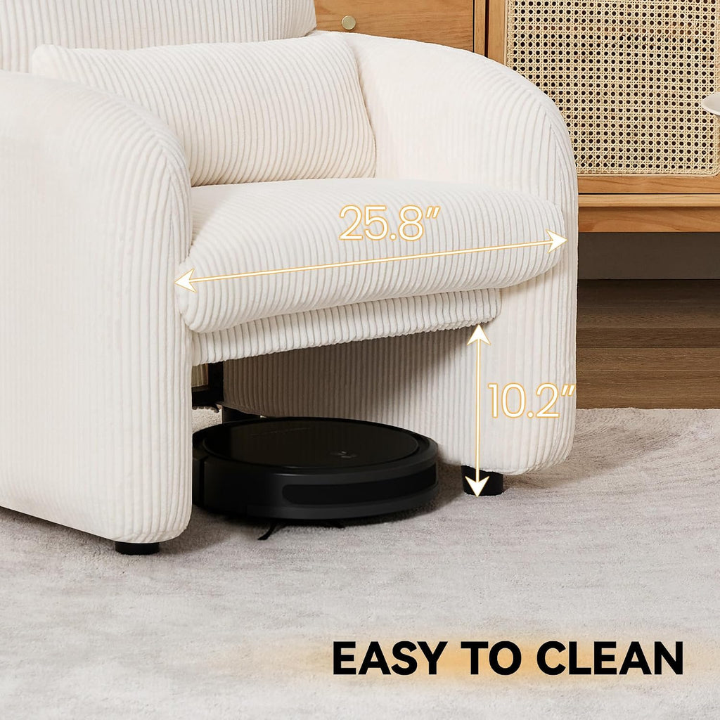 Modern Accent Chair, Comfy Upholstered Corduroy Armchair, Stylish Lounge Reading Chair for Living Room, Bedroom, Beige